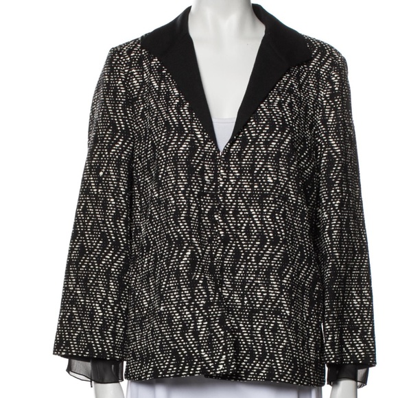 Lafayette 148 Black & White Patterned Blazer Jacket - Size 14 - Picture 3 of 8